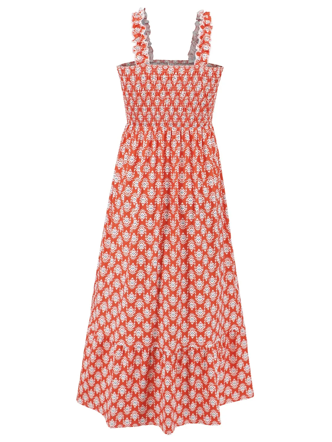 Hazel Blues® |  Smocked Printed Square Neck Sleeveless Dress