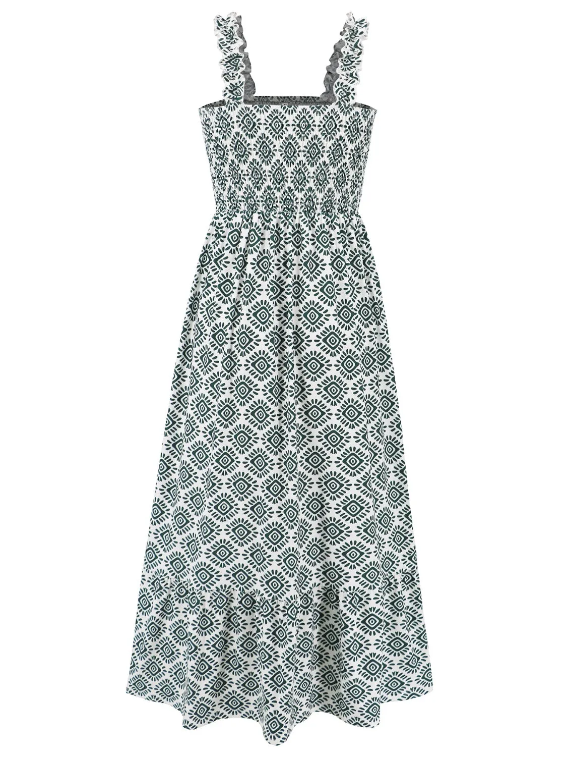 Hazel Blues® |  Smocked Printed Square Neck Sleeveless Dress
