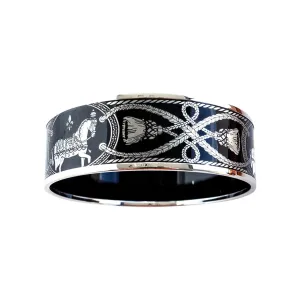 Hermes Printed Horse Black Enamel Bracelet Iconic Hermes 65