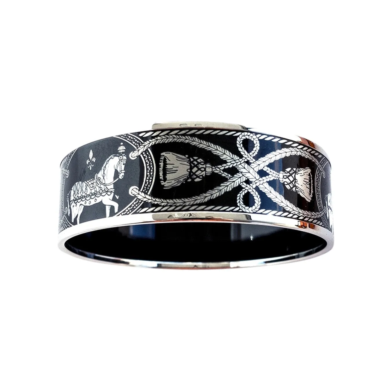 Hermes Printed Horse Black Enamel Bracelet Iconic Hermes 65