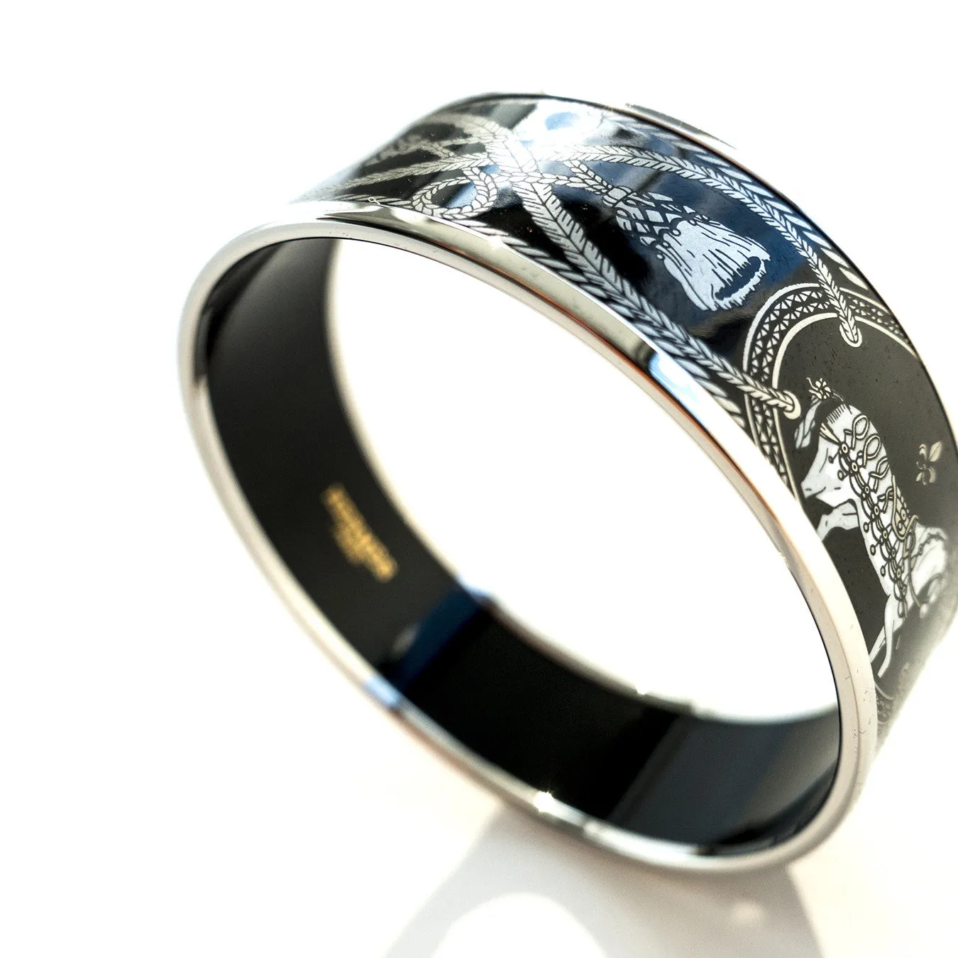 Hermes Printed Horse Black Enamel Bracelet Iconic Hermes 65