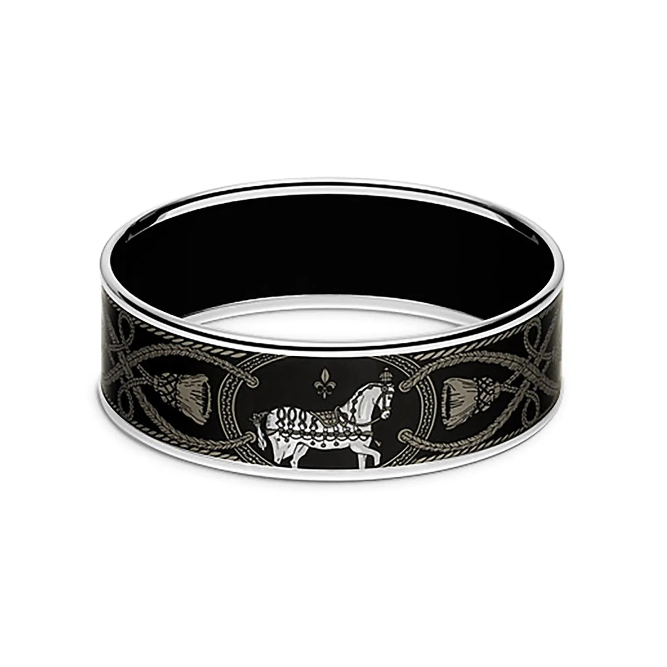 Hermes Printed Horse Black Enamel Bracelet Iconic Hermes 65
