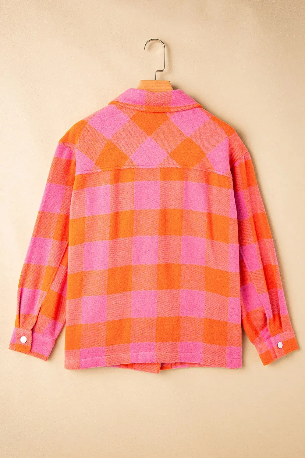 Hilary Color Block Plaid Button Up Long Sleeve Jacket