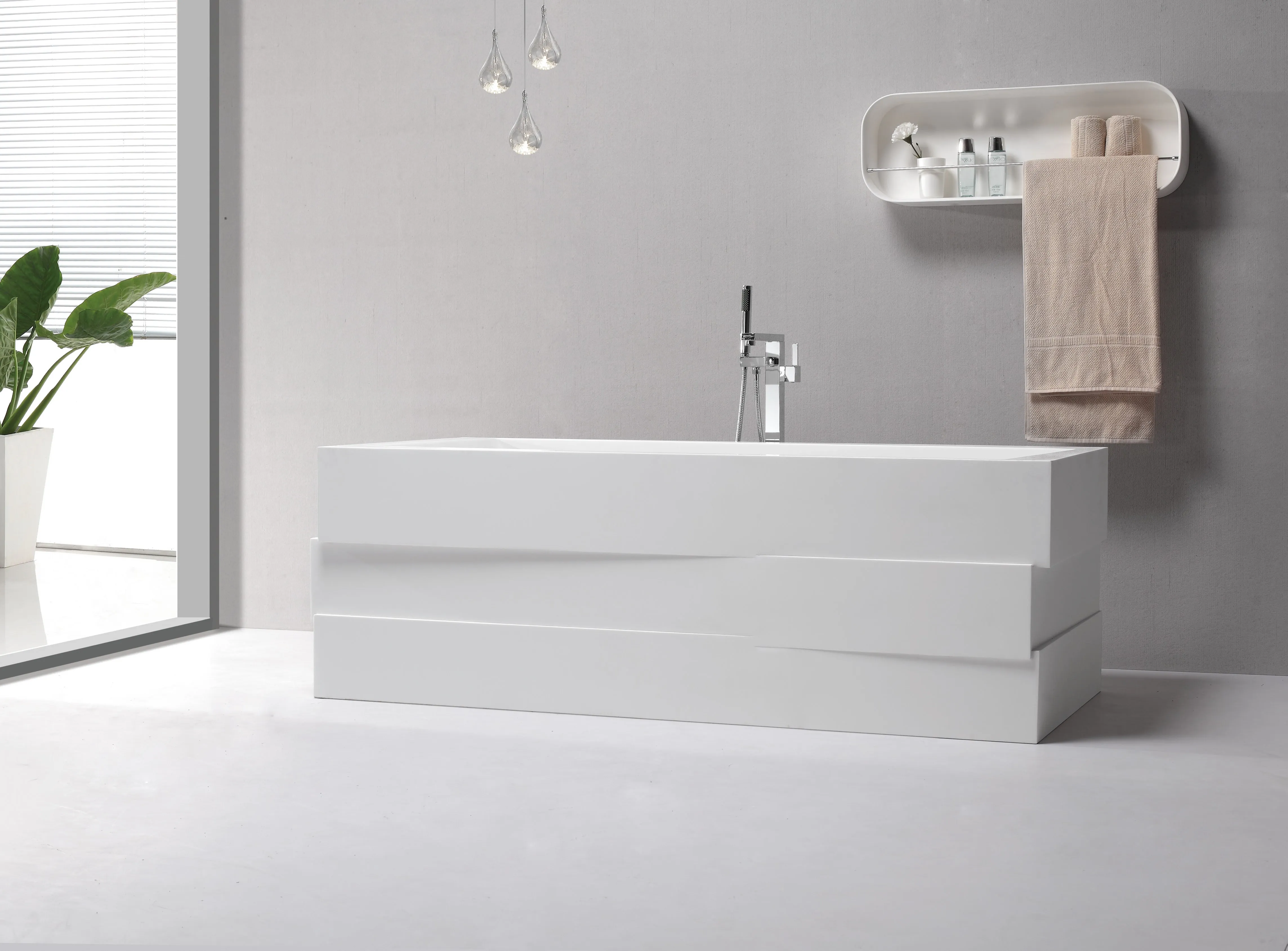 Hugi Geometric Bath - Freestanding or Back-To-Wall - 1810mm - B085