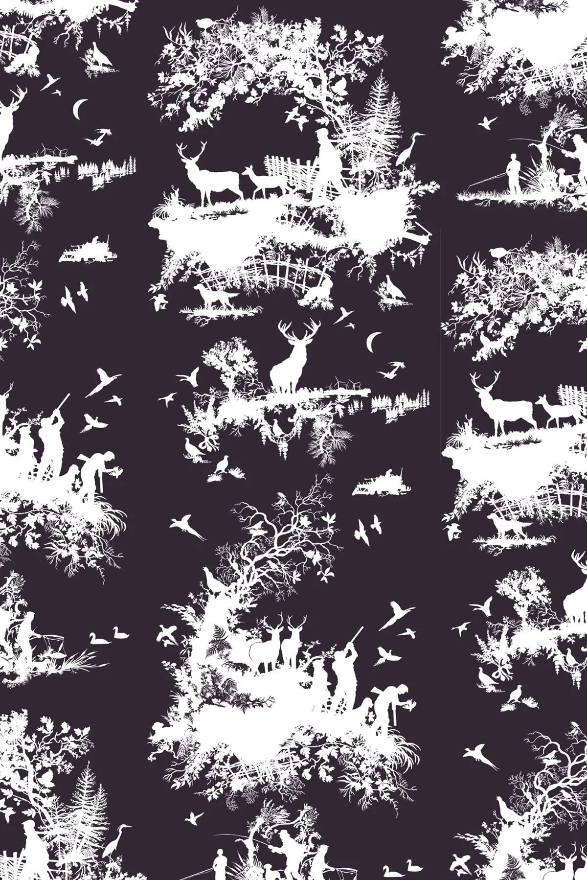 hunting toile wallpaper