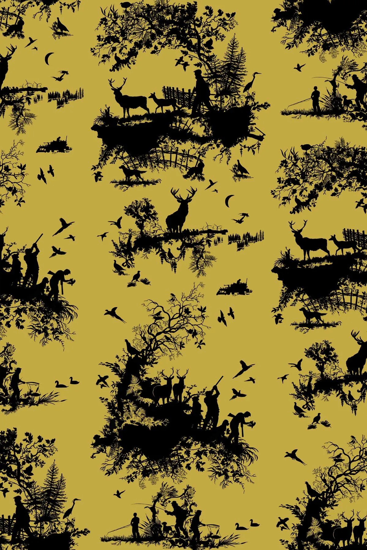 hunting toile wallpaper
