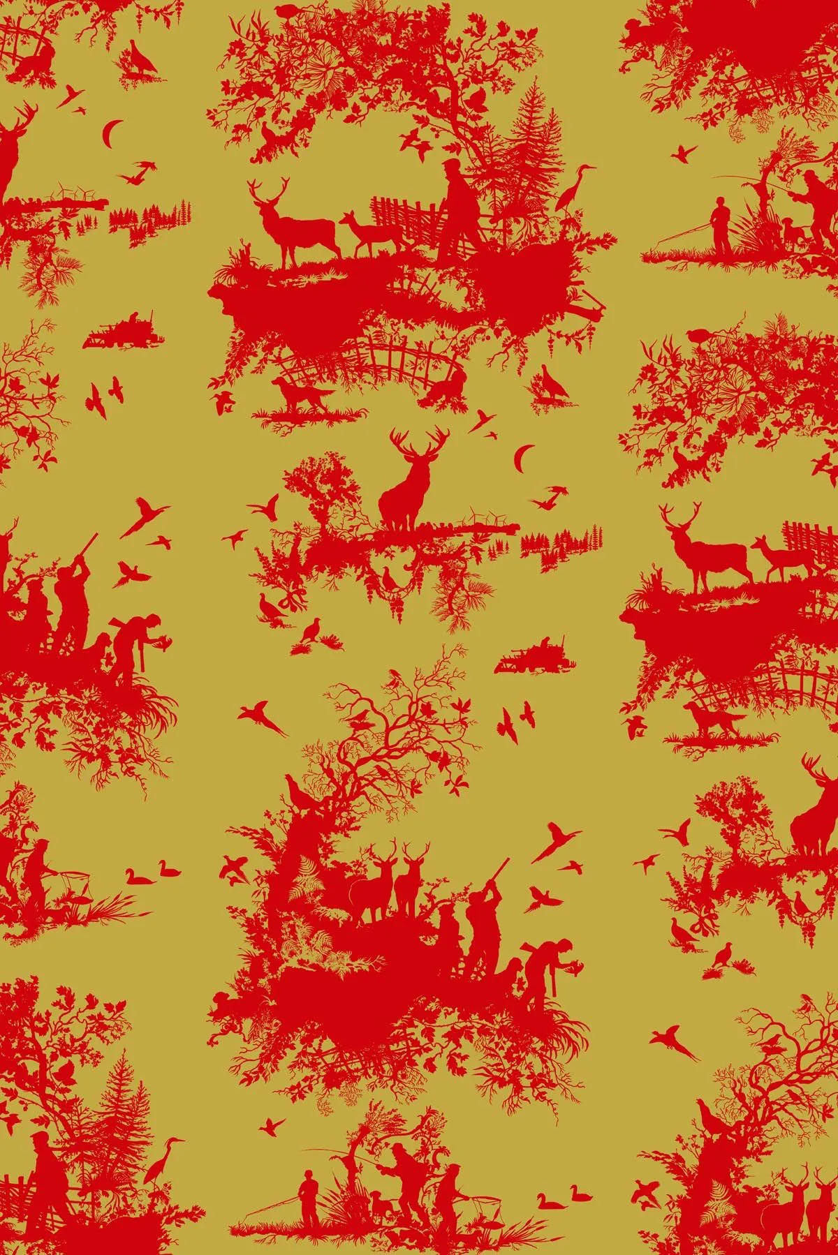 hunting toile wallpaper