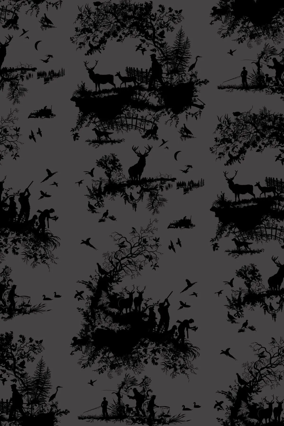 hunting toile wallpaper