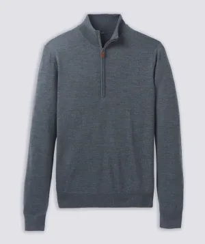 Italian Merino Quarter-Zip Sweater - Shadow Heather