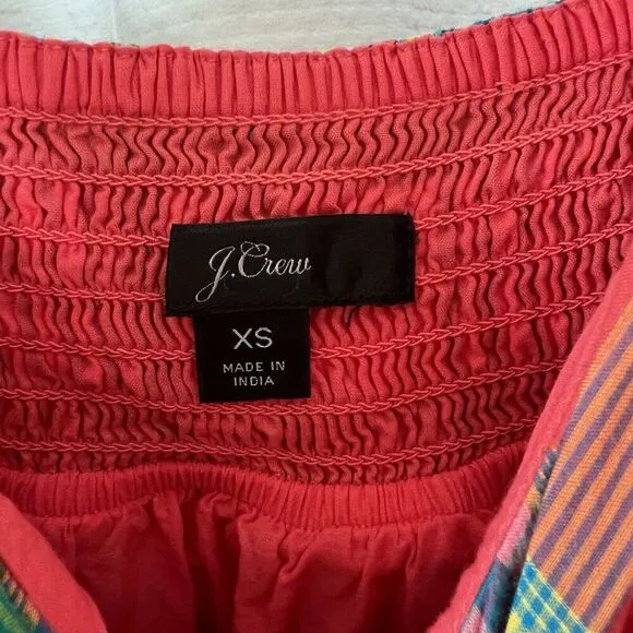 J.CREW Women's Cotton Voile Midi Dress Retro Plaid, Pink Green Size XS