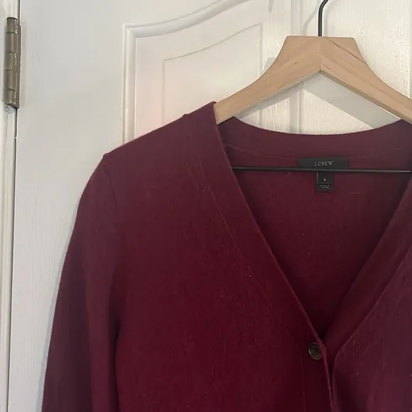J.Crew | Wool/Cashmere Maroon V-neck Button Up Cardigan Sweater Size Small