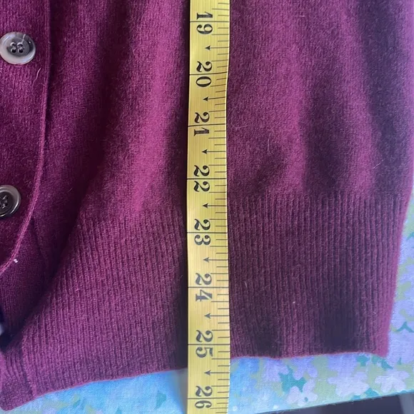 J.Crew | Wool/Cashmere Maroon V-neck Button Up Cardigan Sweater Size Small
