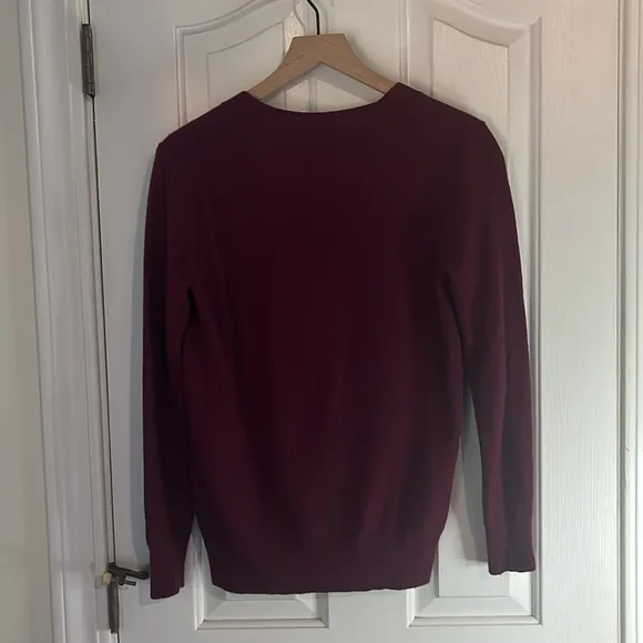 J.Crew | Wool/Cashmere Maroon V-neck Button Up Cardigan Sweater Size Small
