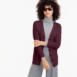J.Crew | Wool/Cashmere Maroon V-neck Button Up Cardigan Sweater Size Small