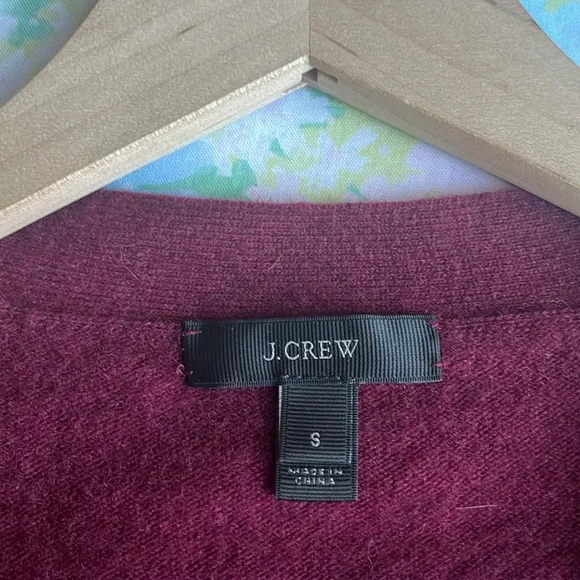 J.Crew | Wool/Cashmere Maroon V-neck Button Up Cardigan Sweater Size Small