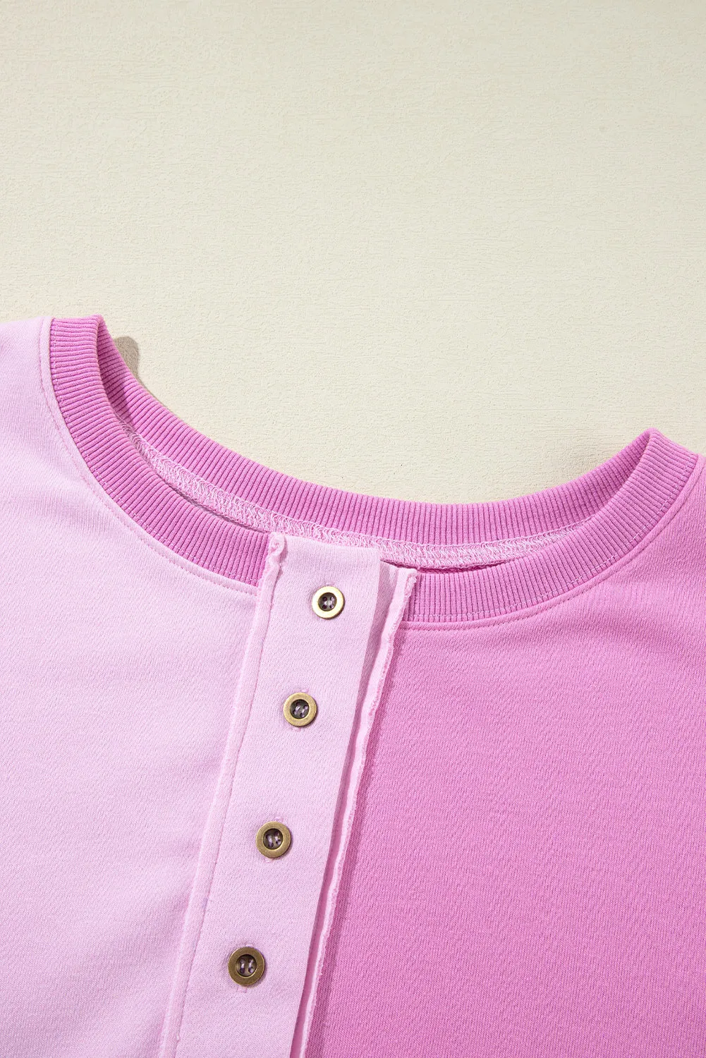 Jessica Color Block Half Button Long Sleeve Sweatshirt