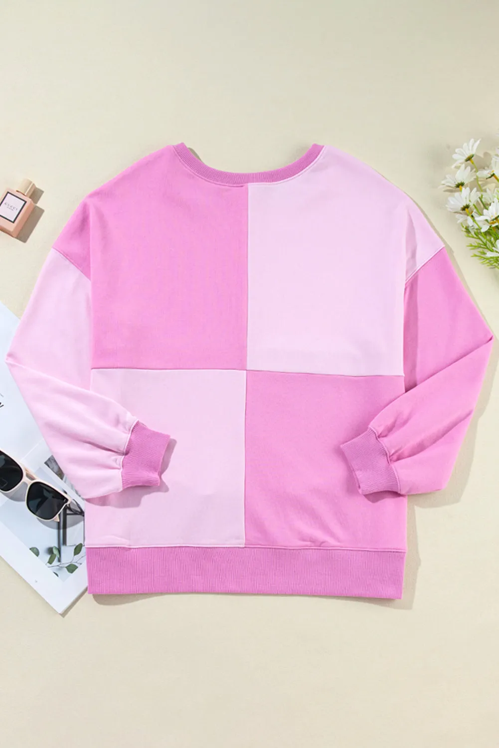 Jessica Color Block Half Button Long Sleeve Sweatshirt