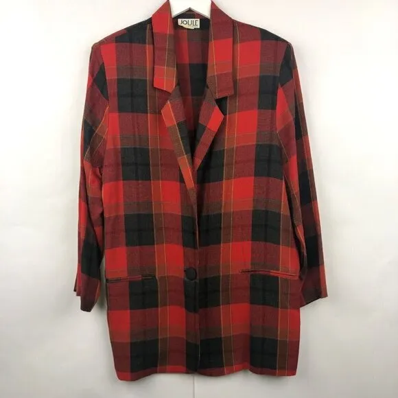 Joule Energy Vintage Plaid Boyfriend Blazer Size Medium