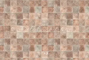 Kate Retro Dark Brown Gray Plaid Floor Backdrop Designed by Kate Image