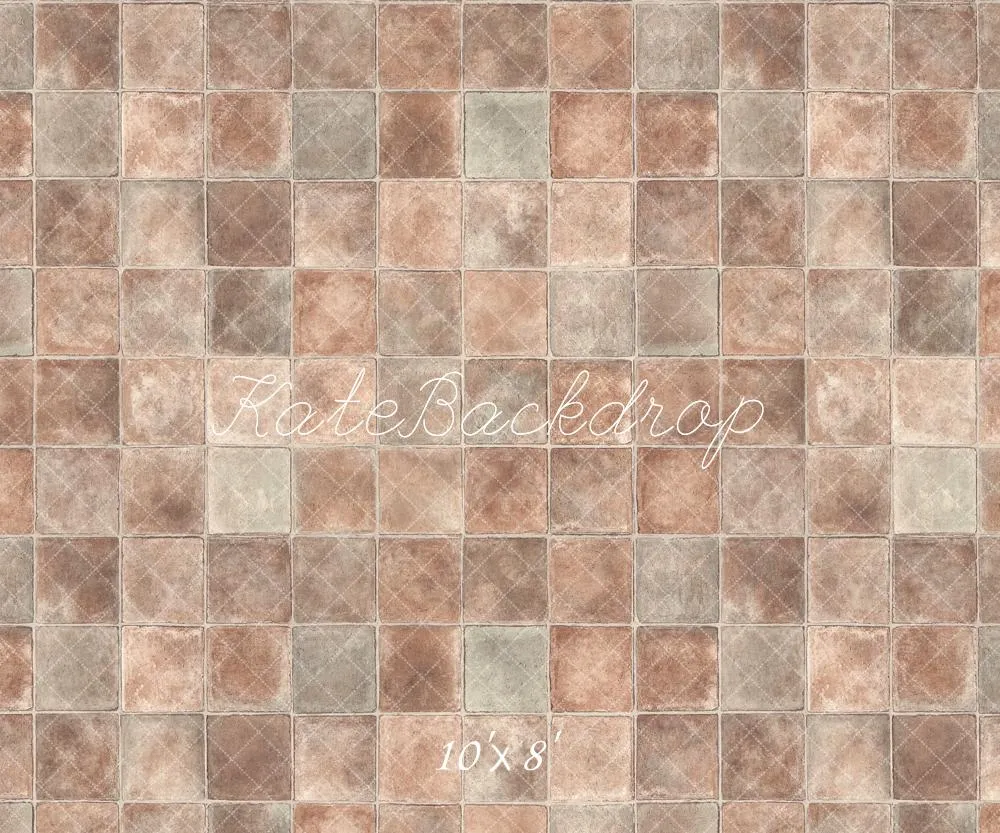 Kate Retro Dark Brown Gray Plaid Floor Backdrop Designed by Kate Image