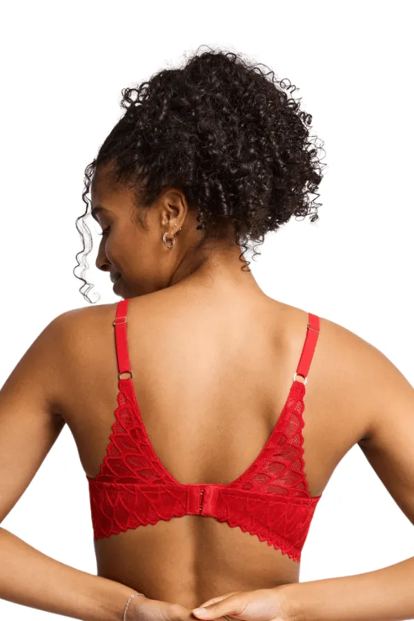 Lacy Keyhole Balconette Bra - Red