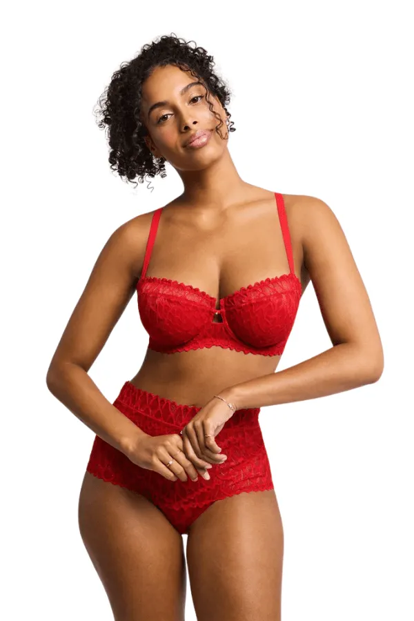 Lacy Keyhole Balconette Bra - Red