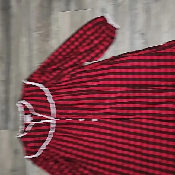 Lanz of Salzburg Nightgown plaid red &amp; black pockets cotton y2k
