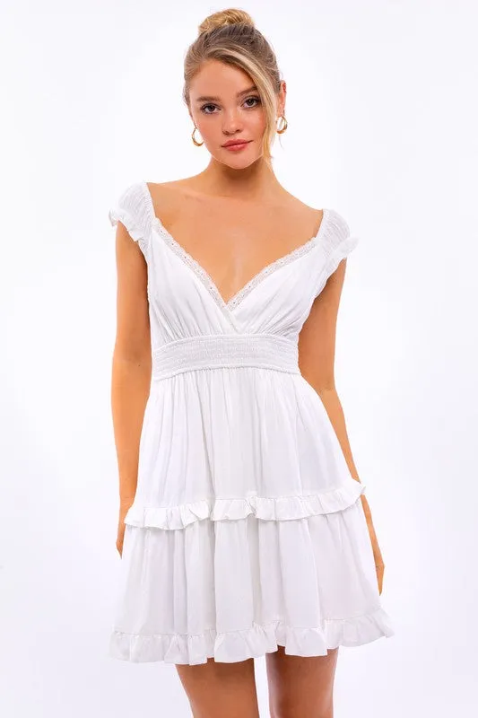 LE LIS Cap Sleeve Ruffle Mini Dress