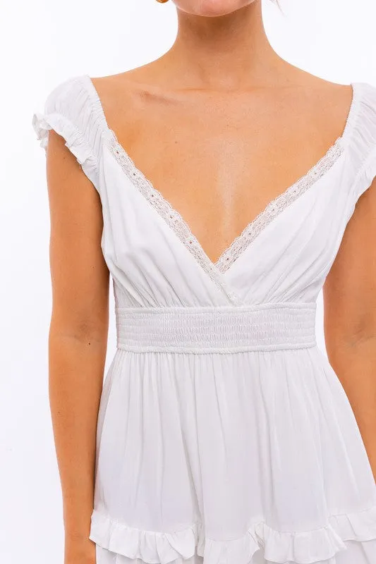 LE LIS Cap Sleeve Ruffle Mini Dress