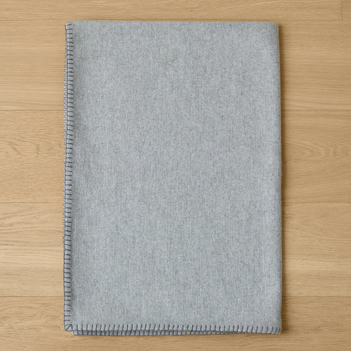 Light Grey & Slate Reversible Stitch Throw Blanket