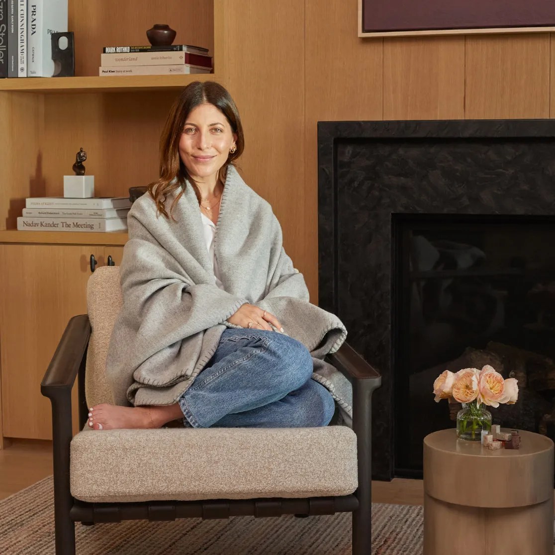 Light Grey & Slate Reversible Stitch Throw Blanket