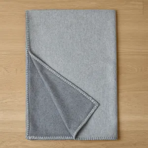 Light Grey & Slate Reversible Stitch Throw Blanket