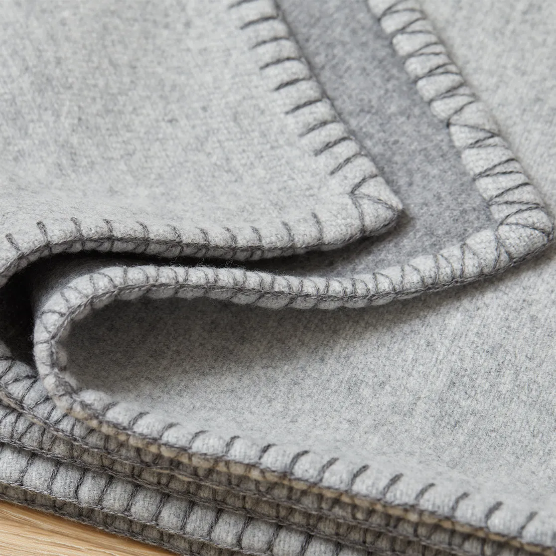 Light Grey & Slate Reversible Stitch Throw Blanket
