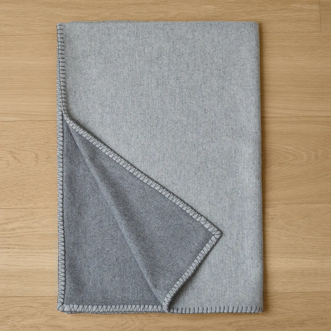 Light Grey & Slate Reversible Stitch Throw Blanket