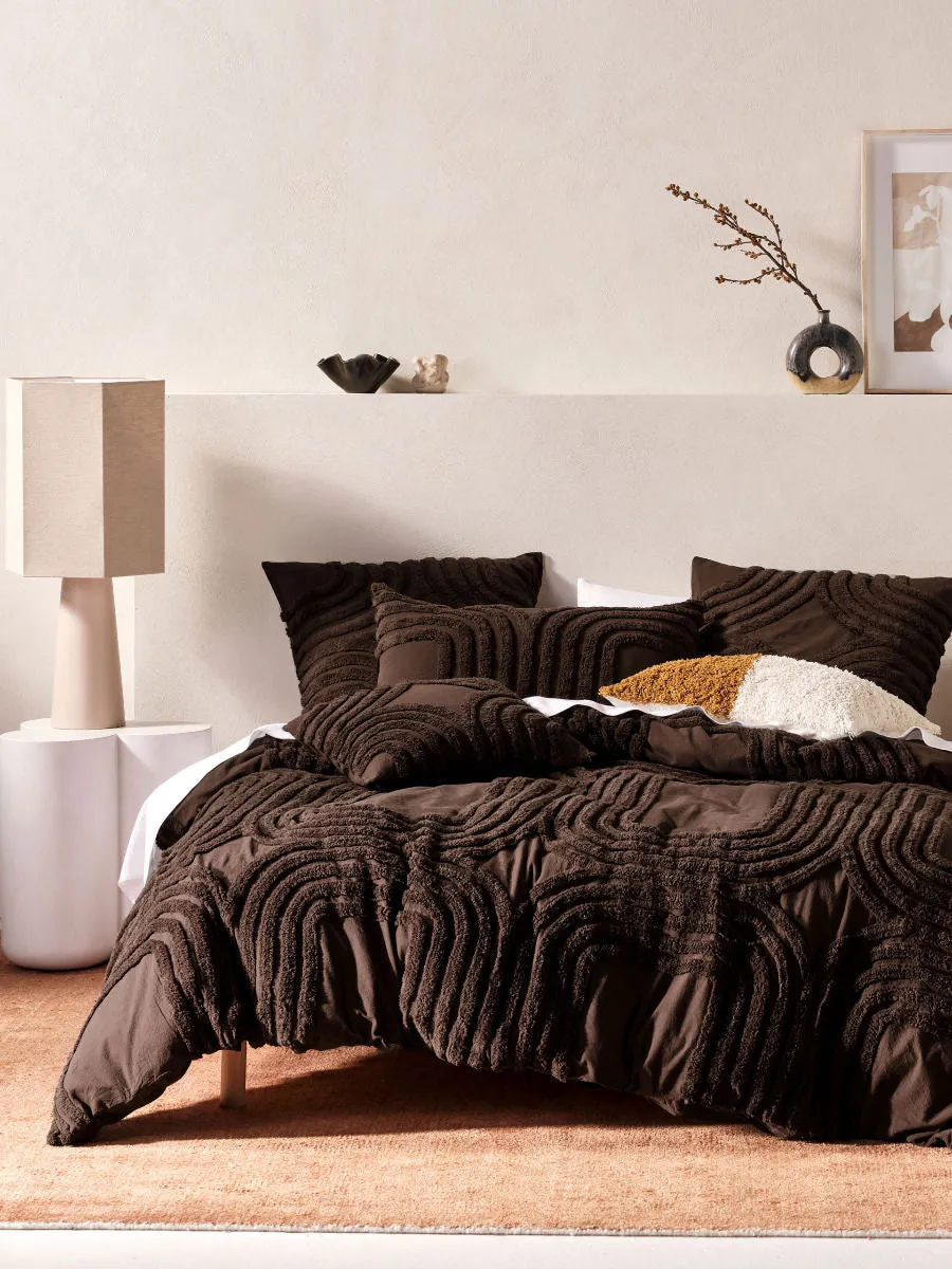 LINEN HOUSE FARRAH CACAO QUILT COVER SET