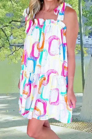 Loella Tied Printed Sleeveless Mini Dress