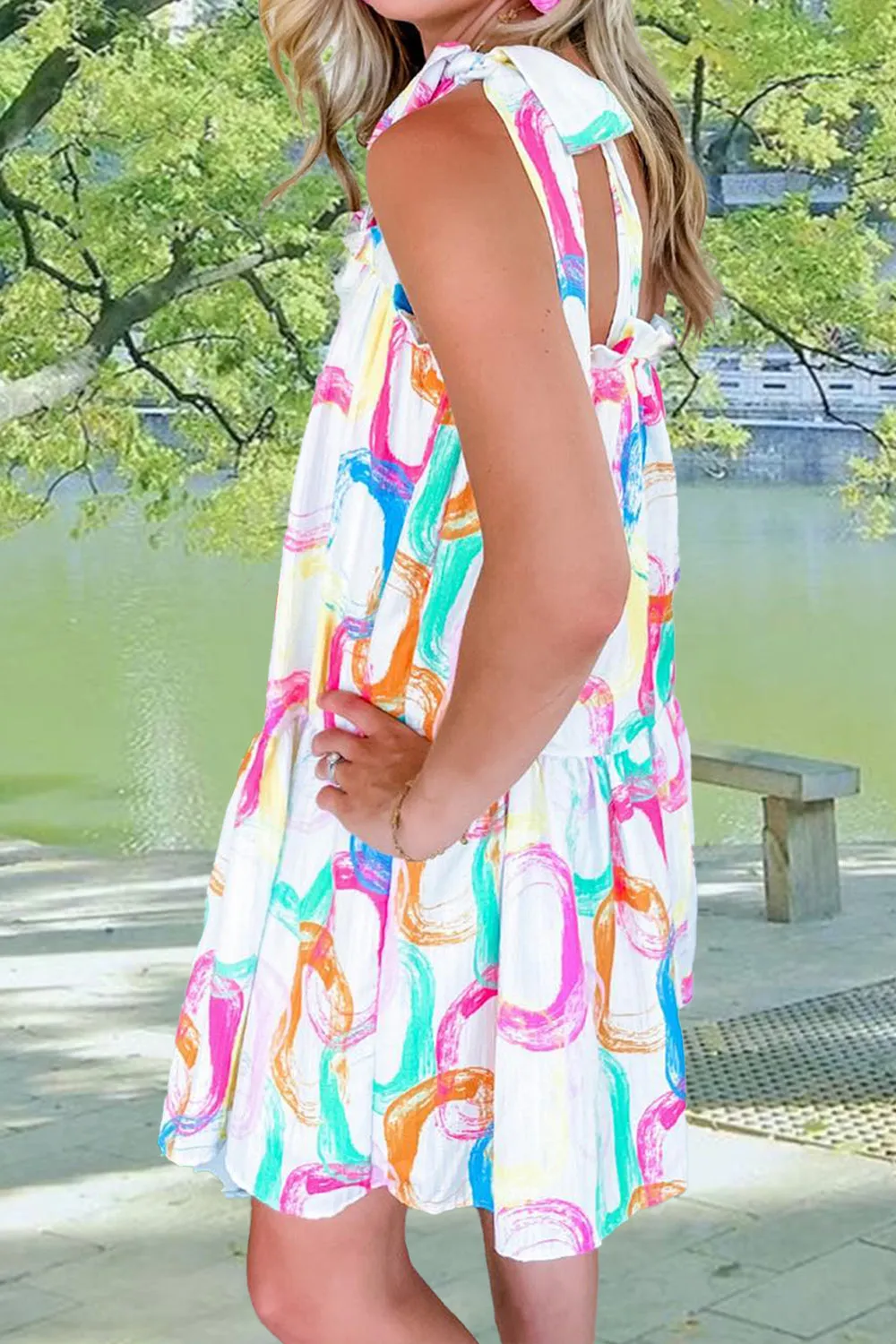Loella Tied Printed Sleeveless Mini Dress
