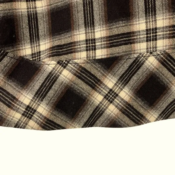 LOFT Plaid Cape Poncho Wool Blend Tan Brown Classic Academia OS