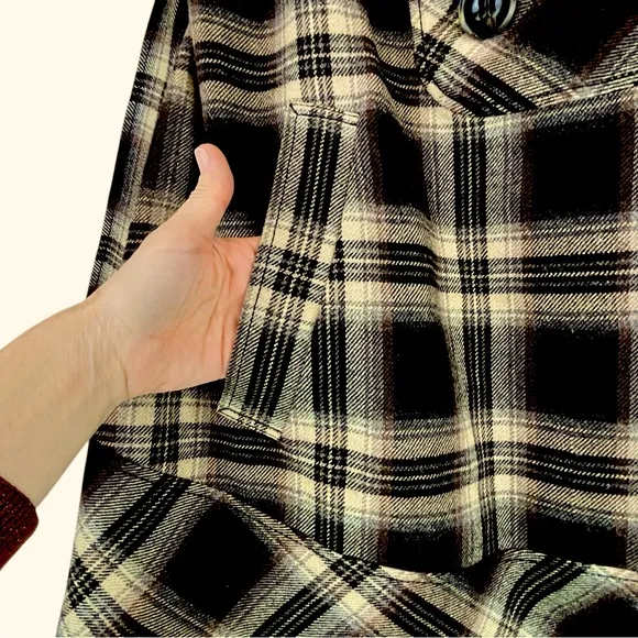 LOFT Plaid Cape Poncho Wool Blend Tan Brown Classic Academia OS