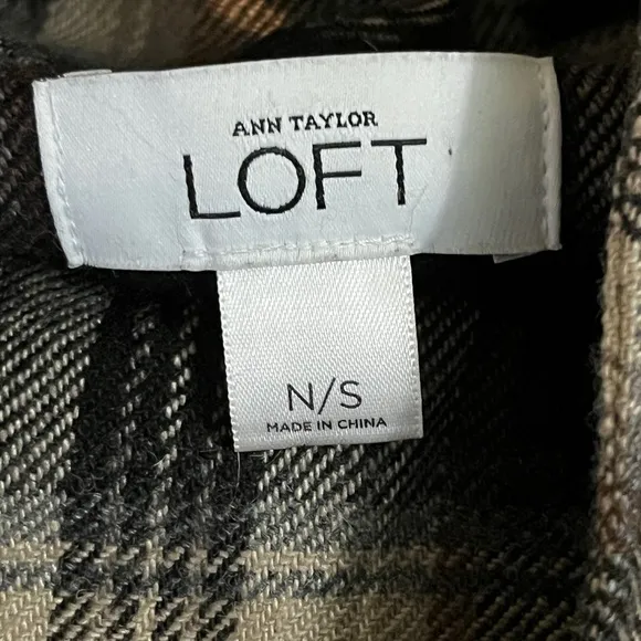 LOFT Plaid Cape Poncho Wool Blend Tan Brown Classic Academia OS