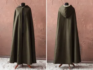 Long Fantasy Wool Hooded Cloak | Ready to ship