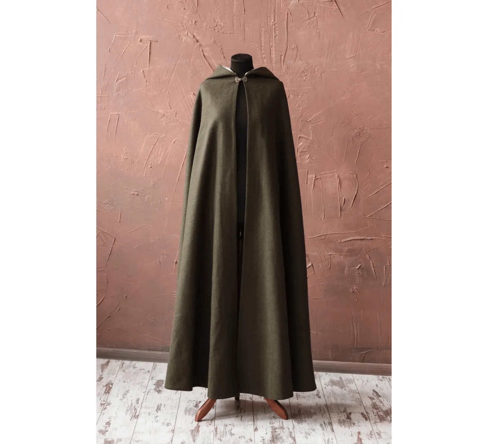 Long Fantasy Wool Hooded Cloak