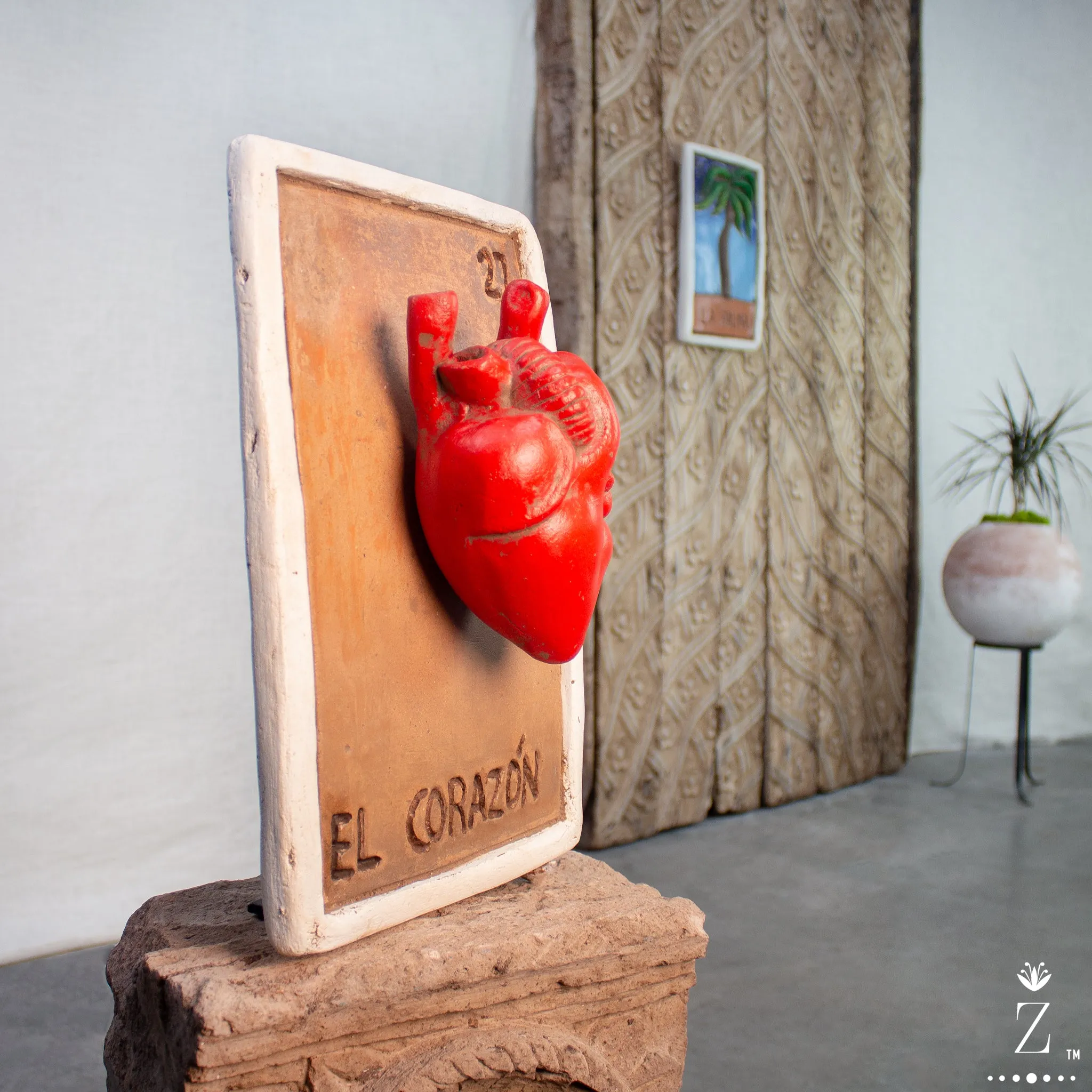 Loteria Card Sculpture | Terracotta El Corazon #27, Limited Edition