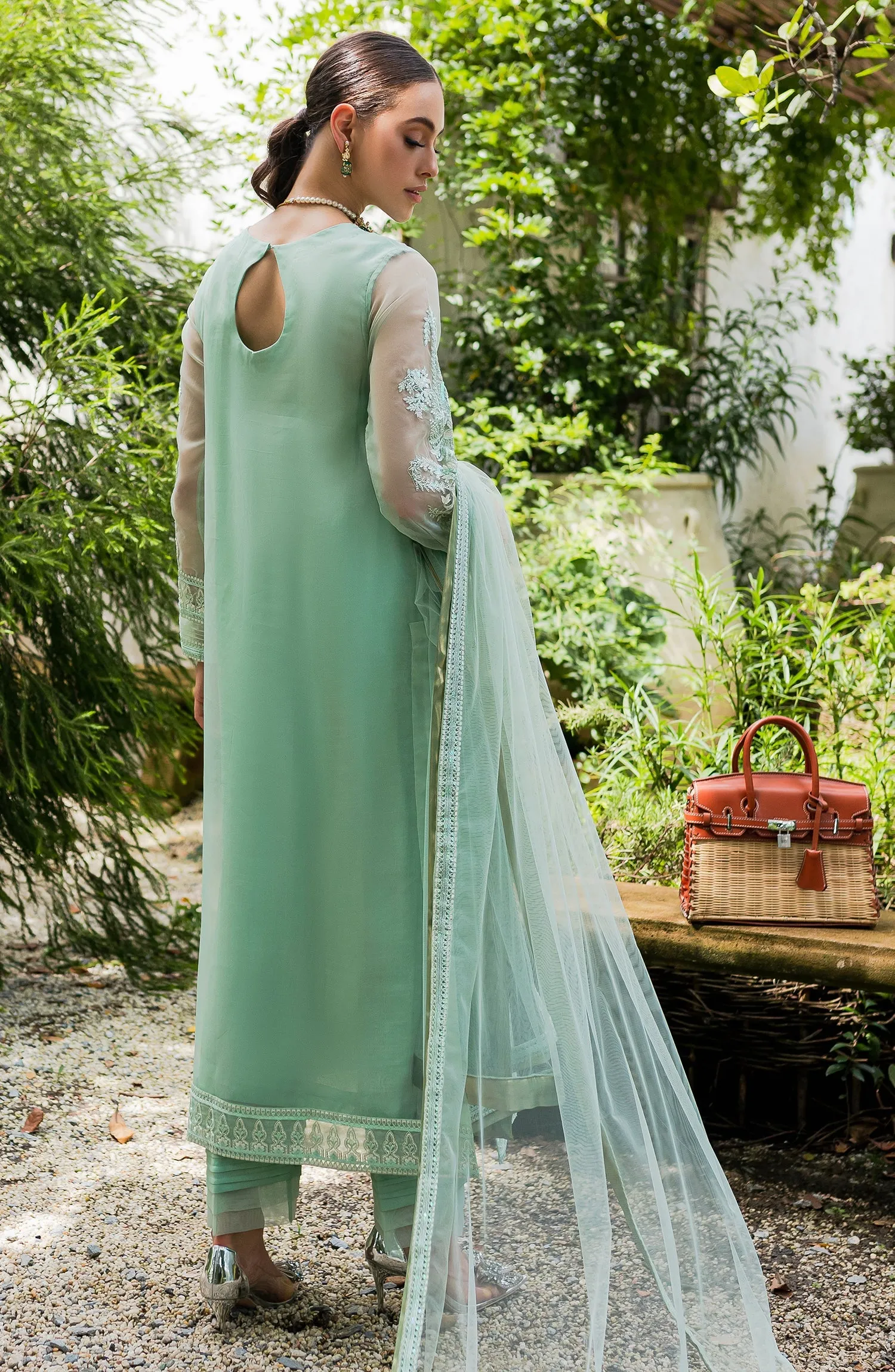 Luxury Ice Blue Embroidered Pakistani Salwar Dupatta Salwar Suit