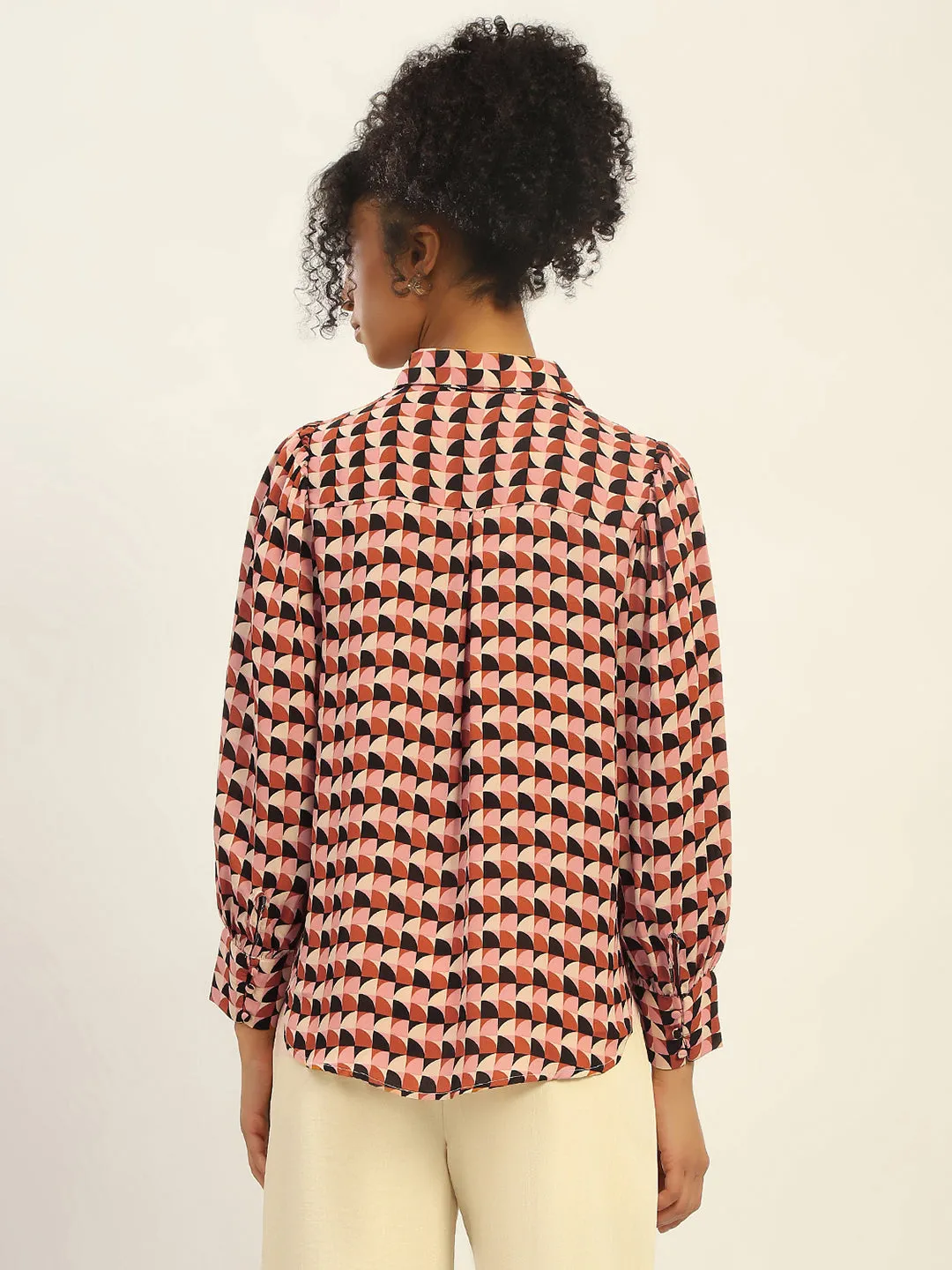 Madame Geometric Printed Rust And Brown Shirt