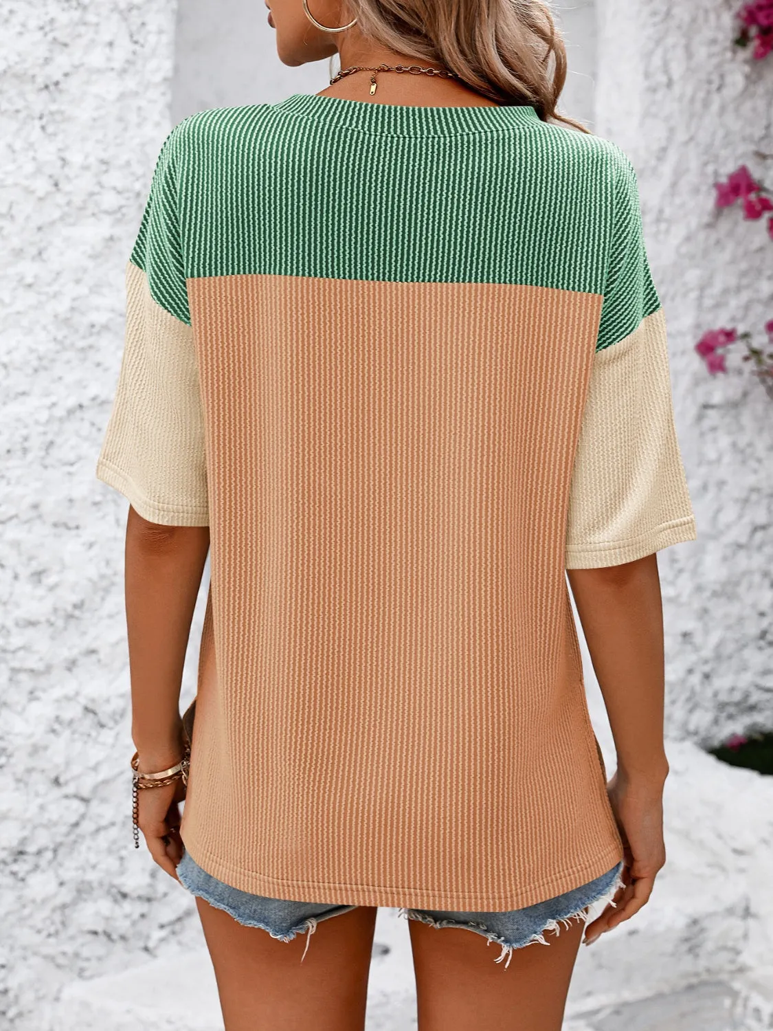 Maddison Color Block Round Neck Half Sleeve T-Shirt
