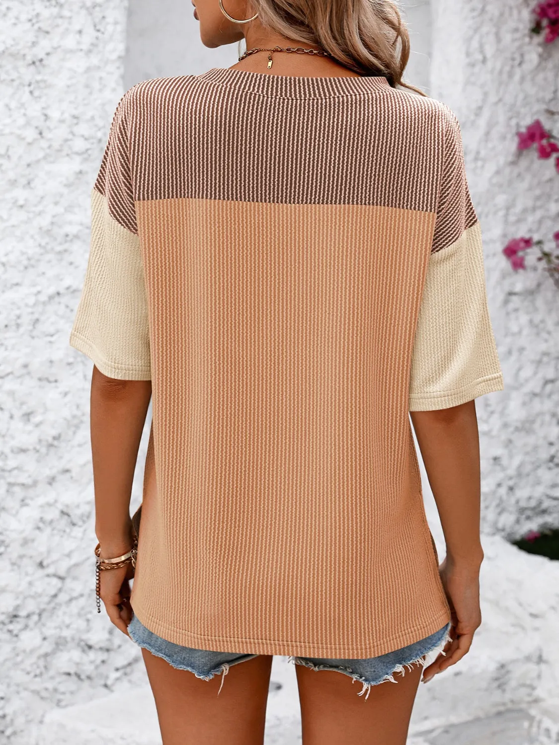 Maddison Color Block Round Neck Half Sleeve T-Shirt