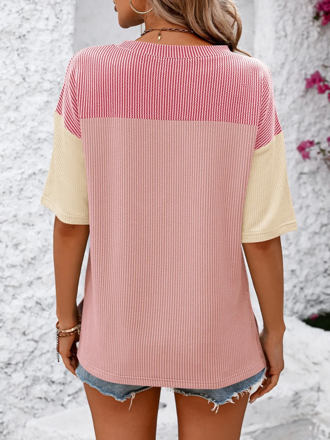 Maddison Color Block Round Neck Half Sleeve T-Shirt