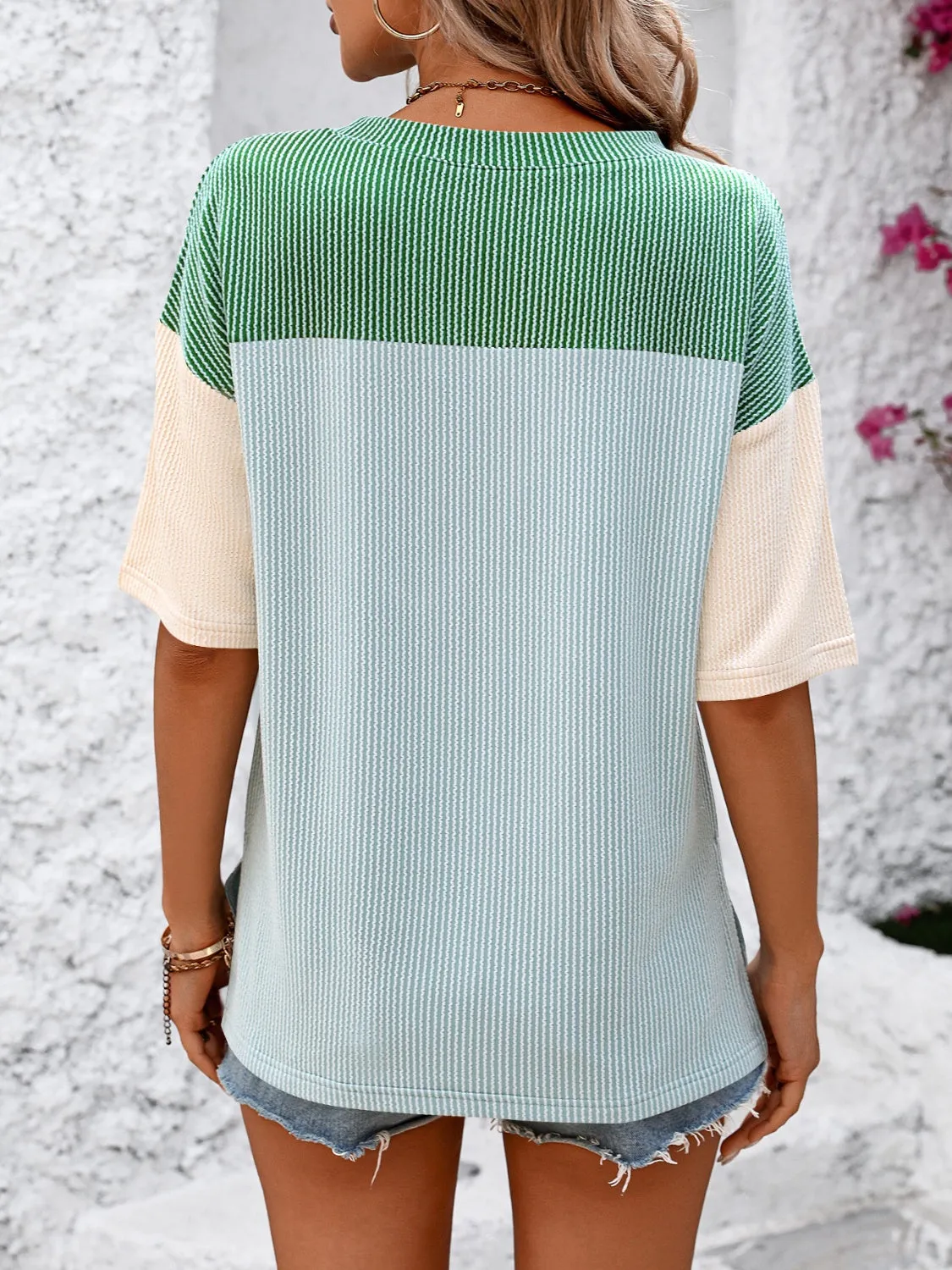 Maddison Color Block Round Neck Half Sleeve T-Shirt