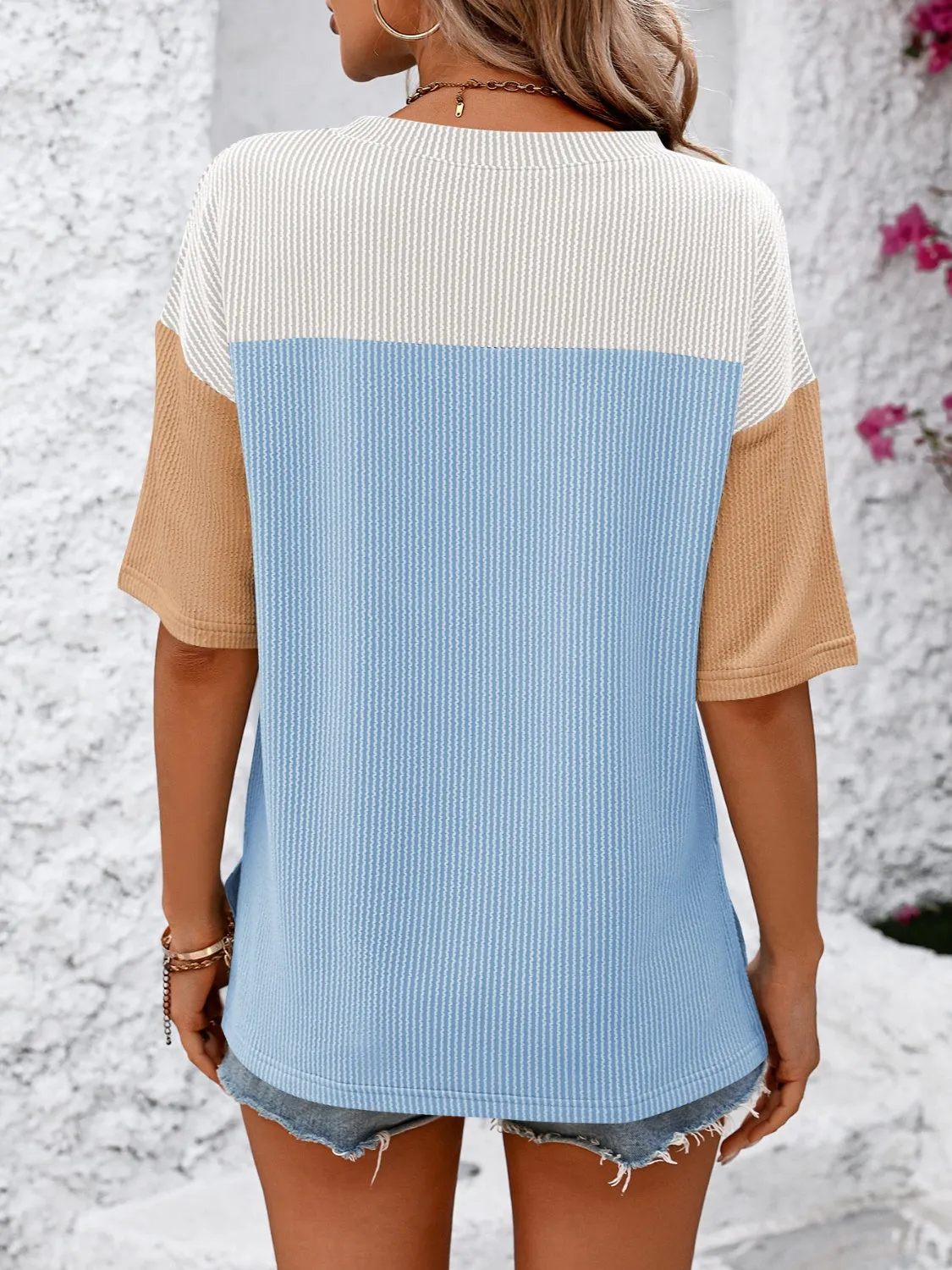 Maddison Color Block Round Neck Half Sleeve T-Shirt
